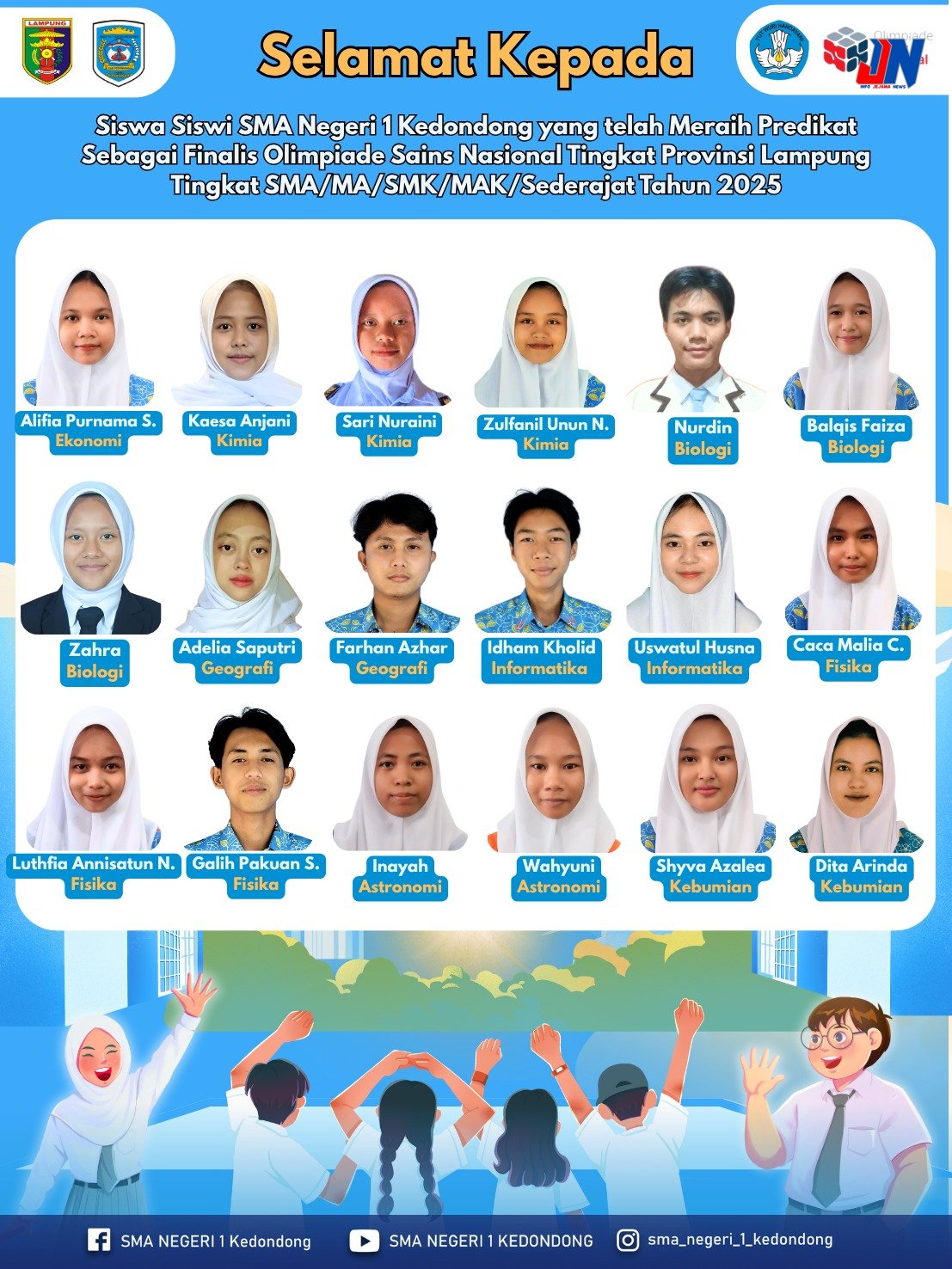 SMA Negeri 1 Kedondong Cetak Prestasi: 18 Siswa Lolos OSN Tingkat Kabupaten/Kota Se-Provinsi Lampung 2025.